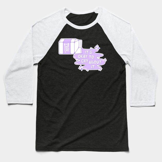 Cry Over Spilled Milk (Purple) Baseball T-Shirt by Kimberly Sterling